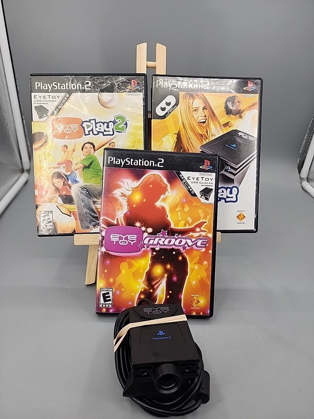 Sony PlayStation 2 Black Eye Toy Camera with Play 1 2 and Groove Tested, Works!